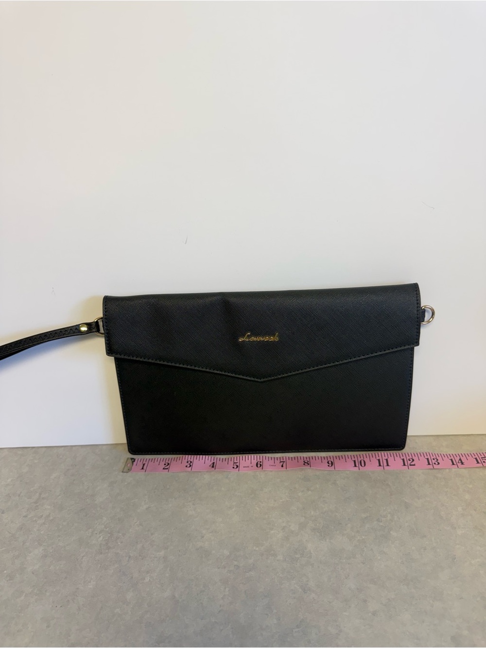 Lovevook Black Envelope Clutch Wristlet Gold Tone Evening Bag